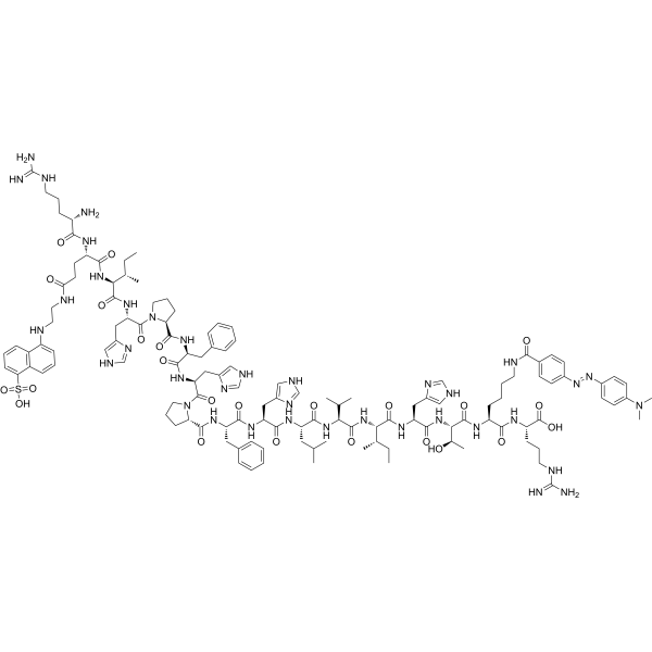 Arg-Glu(edans)-Ile-His-Pro-Phe-His-Pro-Phe-His-Leu-Val-Ile-His-Thr-Lys(dabcyl)-Arg